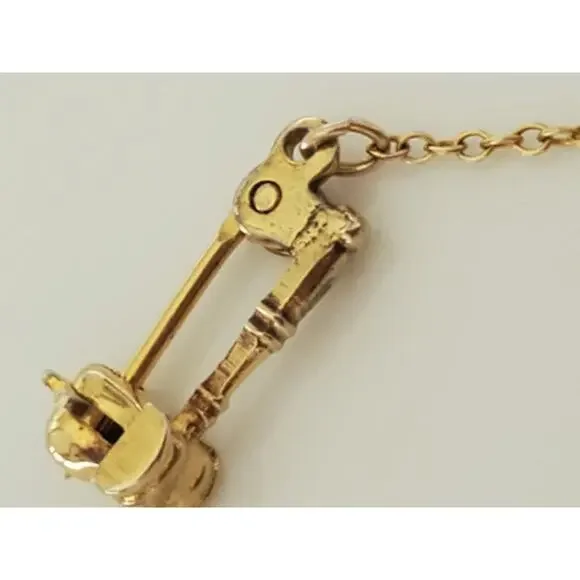 14K Gold Vintage Masonic Tie Tack Free Mason Cross Cane Gavel Brooch with Pearl